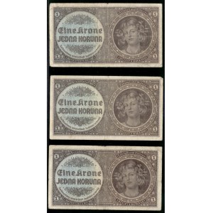 Böhmen &amp; Mähren. 1 Kronen 1942 3 Stück