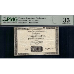 Frankreich. 1792 10 Livres Block 15077