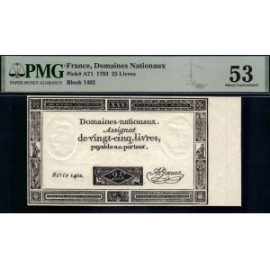 Francúzsko. 1793 25 Livres Blok 1402