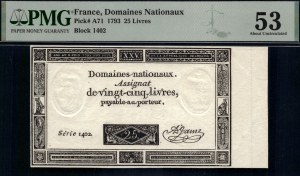 France. 1793 25 Livres Block 1402
