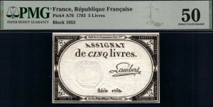 France. 1793 5 Livres Block 1052