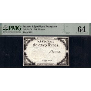 France. 1793 5 Livres Block 1052