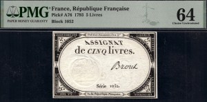 France. 1793 5 Livres Block 1052