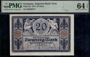 Germany. 1915 20 Mark Imperial Bank