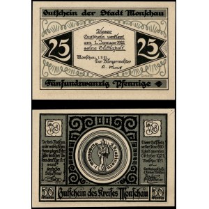 Germany. 1921 Monschau 25 50 Pfennig