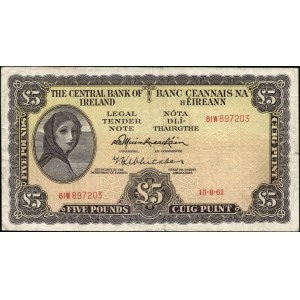 Irlande. 1961 5 livres Banque centrale