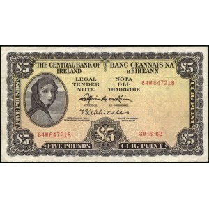 Ireland. 1962 5 Pounds Central Bank