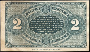 Italy. 1870 Tuscany 2 Lire Banca Toscana Type I Center Seal