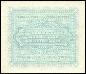 Italy. 1943 2 Lire Prefix AA Allied Military Currency