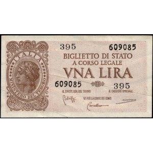 Italy. 1944 1 Lira Prefix 395
