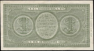 Italy. 1944 1 Lira Prefix 395