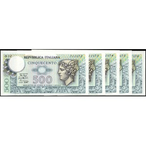 Italy. 1979 500 Lire Prefix N 32 5 Consecutive Pieces
