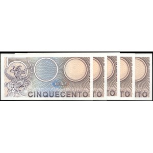 Italy. 1979 500 Lire Prefix N 32 5 Consecutive Pieces