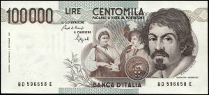 Italy. 1983 100000 Lire Prefix BD E