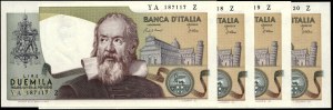 Italy. 1983 2000 Lire Prefix YA Z 4 Consecutive Pieces
