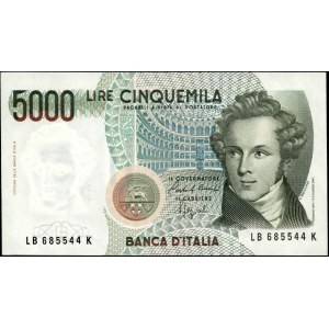 Italy. 1985 5000 Lire Prefix LB K