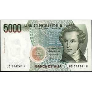 Italy. 1985 5000 Lire Prefix UD H