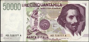 Italy. 1992 50000 Lire Prefix AD A