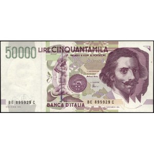 Italy. 1992 50000 Lire Prefix BE C
