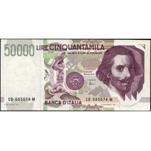 Italy. 1992 50000 Lire Prefix CD M
