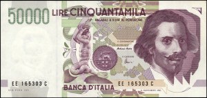 Italy. 1992 50000 Lire Prefix EE C