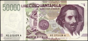 Italy. 1992 50000 Lire Prefix XC A Replacement