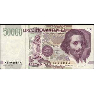 Italy. 1992 50000 Lire Prefix XE A Replacement