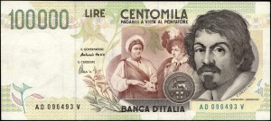 Italy. 1994 100000 Lire Prefix AD V