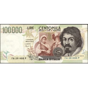 Italy. 1994 100000 Lire Prefix FA P