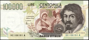Italy. 1994 100000 Lire Prefix XC A Replacement