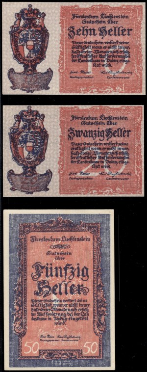 Liechtenstein. 10 20 50 Heller 1920