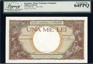 Romania. 1939 1000 Lei Prefix X 1205