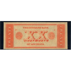 United States of America. 1830s 20 Dollars Vingt Citizens' Bank of Louisiana