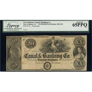 United States of America. 1840s 20 Dollars New Orleans Canal & Banking Co.