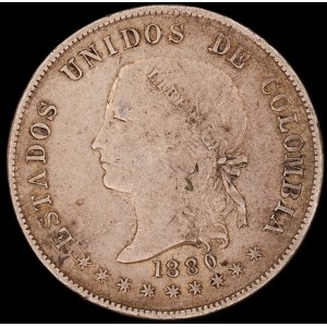 Colombia. 1880 50 Centavos Bogota Estados Unidos de Colombia