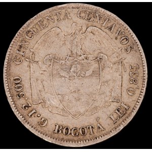 Colombia. 1880 50 Centavos Bogota Estados Unidos de Colombia