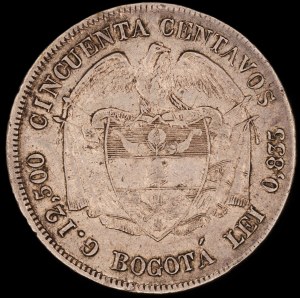 Colombia. 1881 50 Centavos Bogota Estados Unidos de Colombia