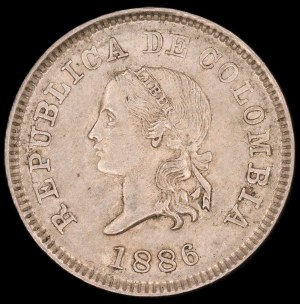 Colombia. 1886 5 Centavos Small 5