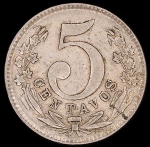 Colombia. 1886 5 Centavos Small 5