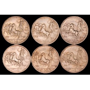 Italy. 1914 1915 1916 2 Lire Lot 6 Pieces