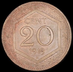 Italy. 1919 20 Centesimi R Rome