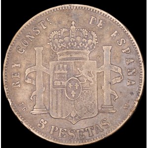 Spain. 1897 5 Pesetas Contemporary Counterfeit Silver