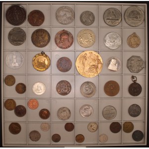 World. 1600s-1930s Lot of 44 Pieces Silver Medals Fakes & Tokens