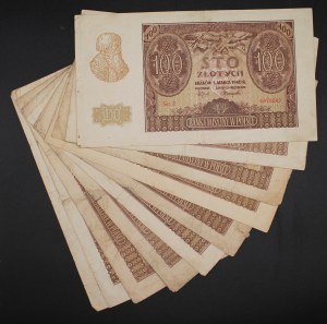 Poland. 1940 100 Zlotych Prefix E Lot 13 Pieces