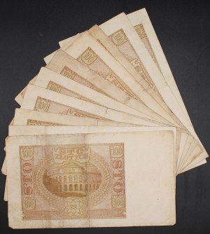 Poland. 1940 100 Zlotych Prefix E Lot 13 Pieces