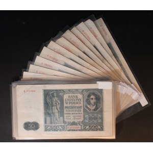 Poland. 1941 50 Zlotych Prefix A B C D E Lot 33 Pieces