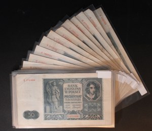 Poland. 1941 50 Zlotych Prefix A B C D E Lot 33 Pieces