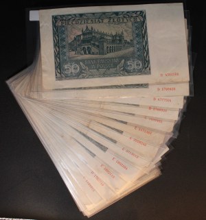 Poland. 1941 50 Zlotych Prefix A B C D E Lot 33 Pieces