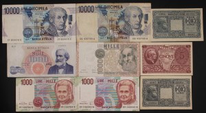 Italy. 1944-1984 5 10 1000 10000 Lire Lot 9 Pieces