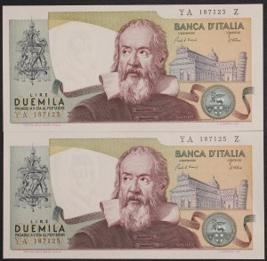 Italy. 1983 2000 Lire Prefix YA Z 2 Pieces